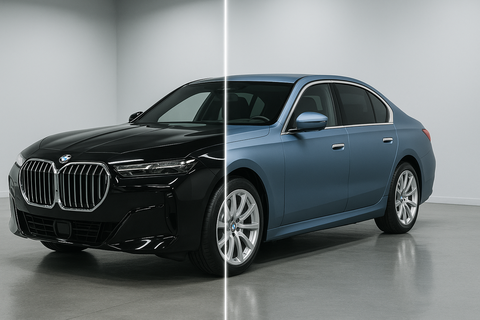 Оклейка BMW 7 Series в цветную премиальную плёнку